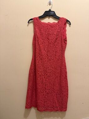 Adrianna Papell Coral Lace Midi Dress
